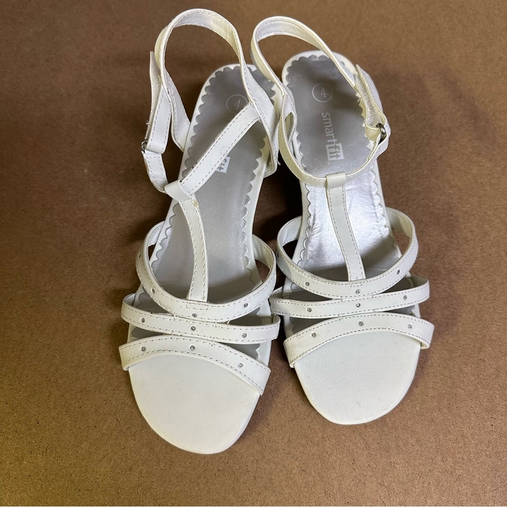 SmartFit white strappy heels